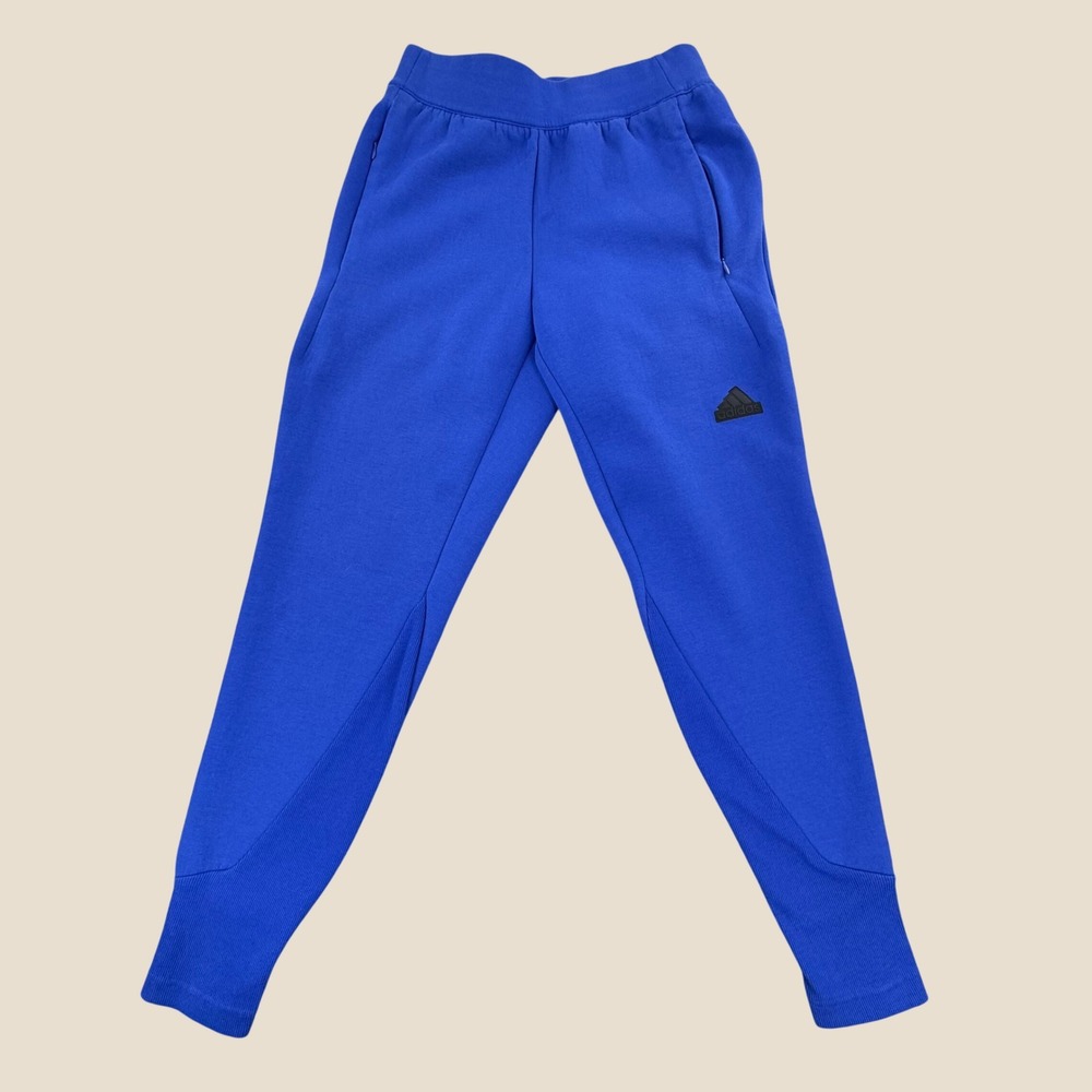 Adidas Mens Small Royal Blue Tapered Fleece Jogger Pants Zipper Pockets RB88387